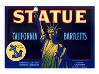 Statue California Bartletts Pear label