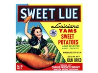 Sweet Lue Louisiana Sweet Potato Crate Label