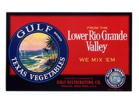 1950s Gulf Vegetable Crate Label - Matted