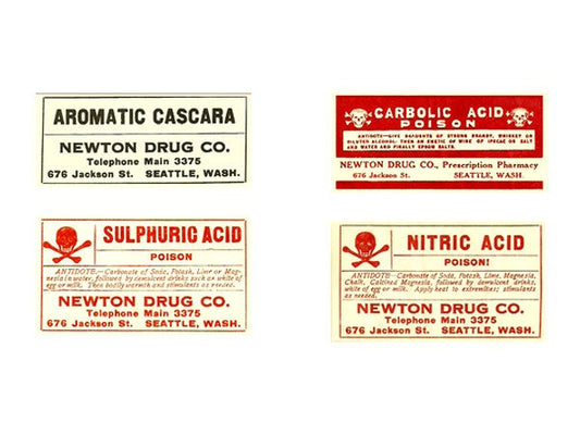 Newton Drug Co-Seattle Washington-Poison Labels
