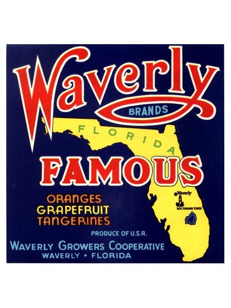 Waverly Famous Florida Citrus Crate Label