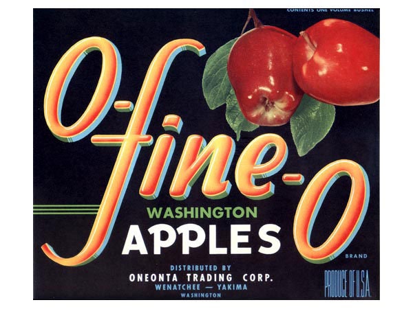 O-Fine-O Washington Apple Crate Label