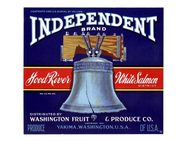 Independent Washington Apple Crate Label - Blue