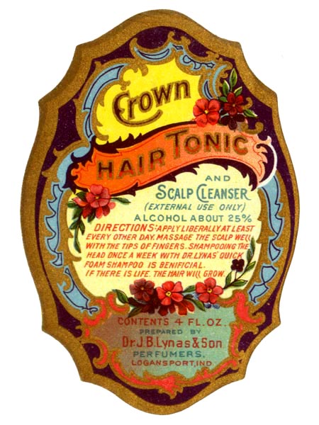 Vintage Crown Hair Tonic Label