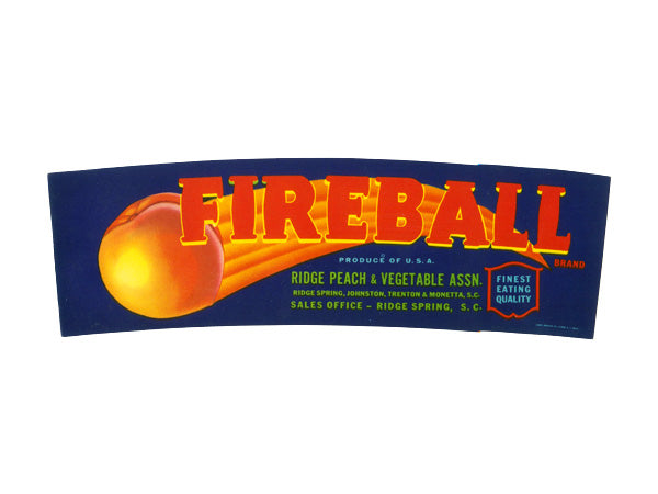 Fireball Brand South Carolina Peach Crate label