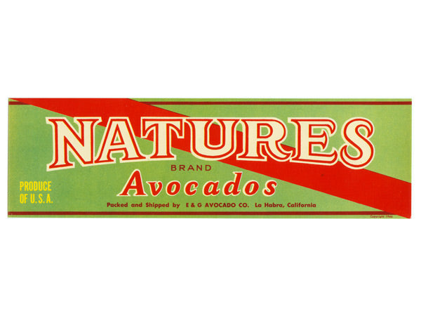 Natures Brand Avocado Crate Label