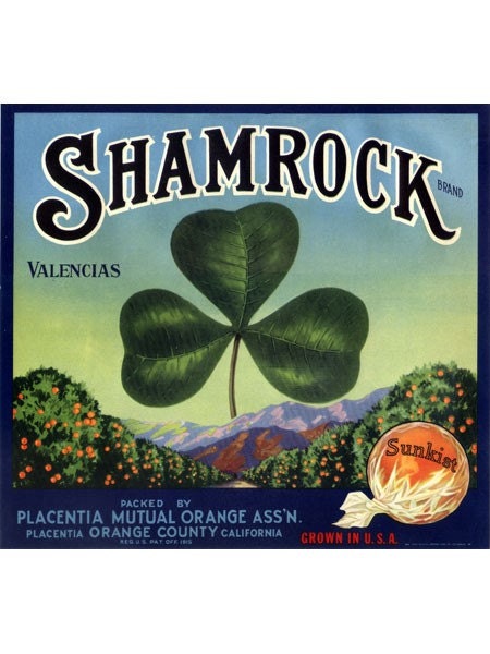 Shamrock California Orange Crate Label