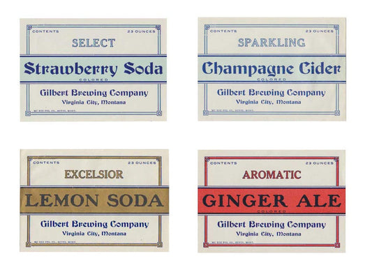 Montana Soda Label Collection, Gilbert Brewery, Virginia City,