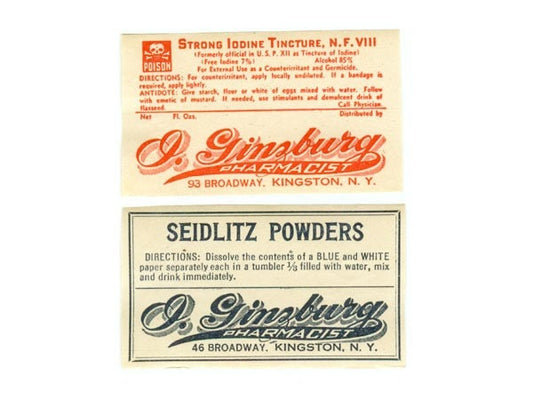 J. Ginzburg Vintage Pharmacy Labels