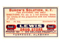 Burrow's Solution, N.F. Vintage Label