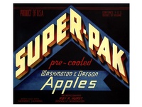 Super-Pak Washington and Oregon Apple Crate Label