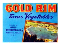 Gold Rim Texas Vegetables Label