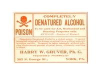 Denatured Alcohol poison label - York, PA.
