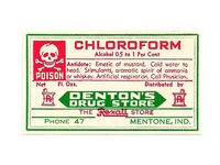 Dentons Drug Store - Chloroform Poison Label