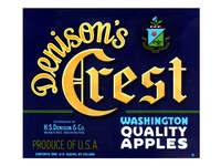 Denison's Crest Washington Apple Crate Label