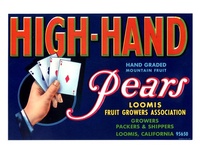 High Hand Pear Crate Label