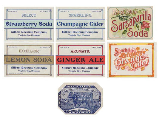 Montana Soda Label Collection, Gilbert Brewery, Virginia City,