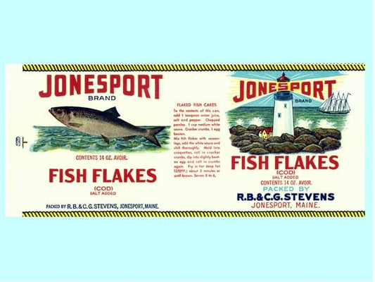 Jonesport Fish Flakes Maine Label