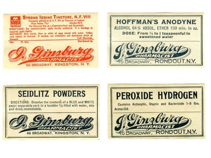 J. Ginzburg Vintage Pharmacy Labels
