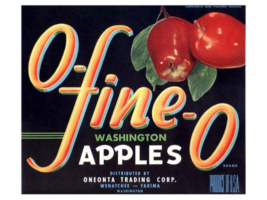 O-Fine-O Washington Apple Crate Label
