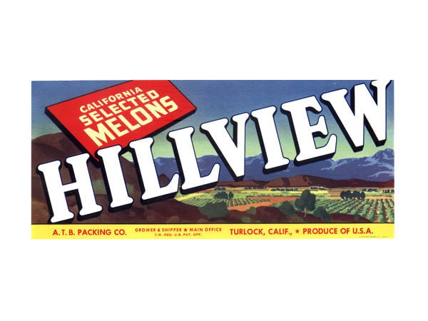 Hillview California Melons Label