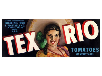 Tex Rio Texas Tomato Crate Label