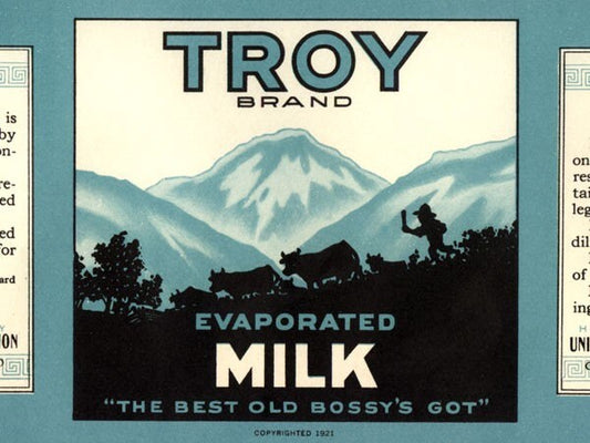 Troy Evaporated Milk Vintage Label