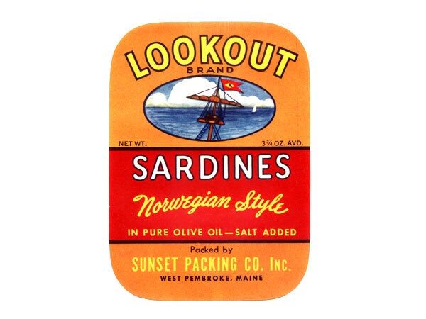Lookout Brand Norwegian Style Sardines Label