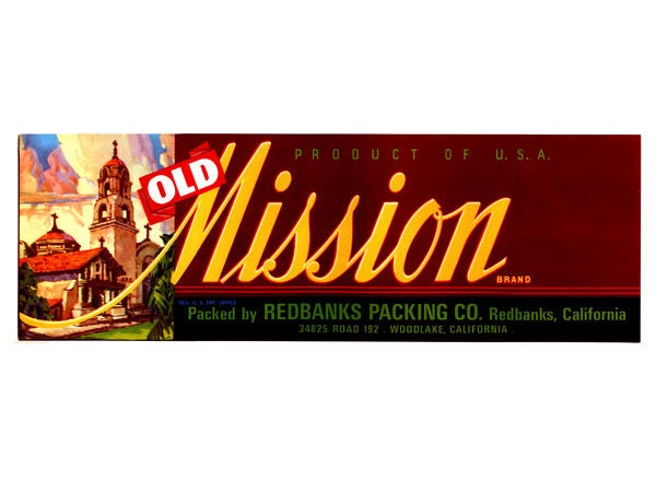 Old Mission California Grape Crate Label
