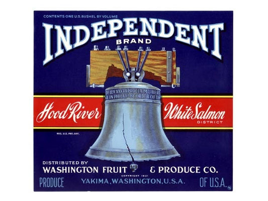 Independent Washington Apple Crate Label - Blue