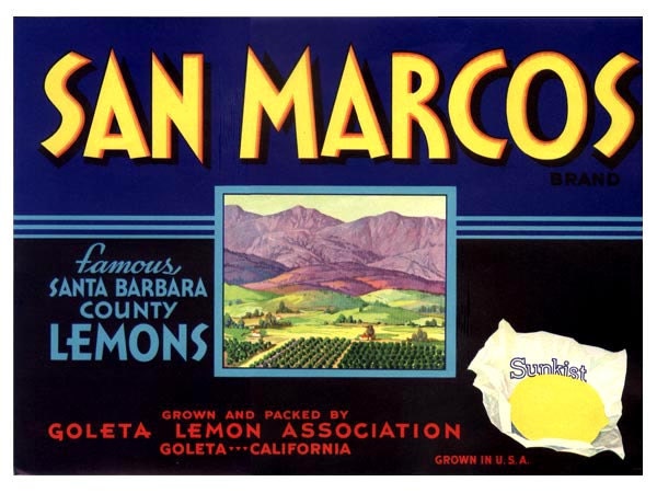 San Marcos California Lemon Crate Label