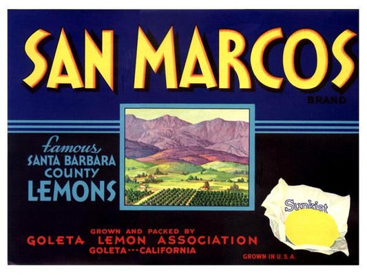 San Marcos California Lemon Crate Label