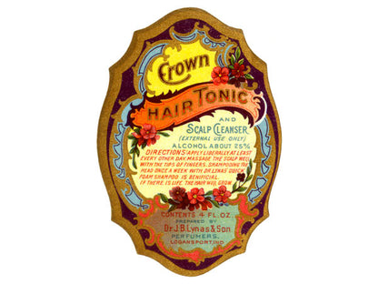 Vintage Crown Hair Tonic Label