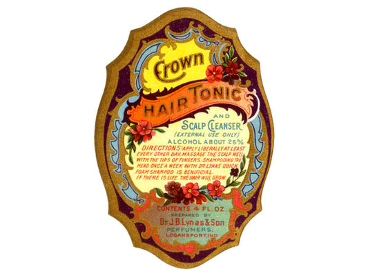 Vintage Crown Hair Tonic Label