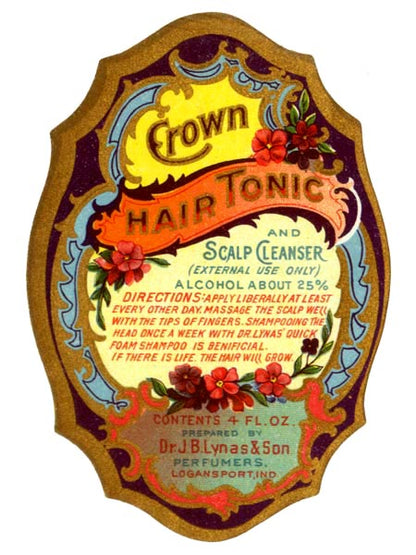 Vintage Crown Hair Tonic Label