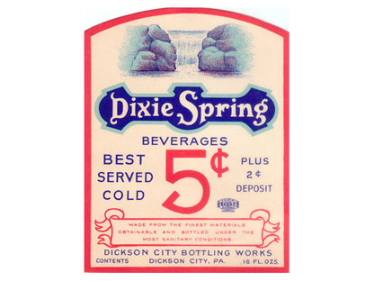 Dixie Spring Vintage Soda Label