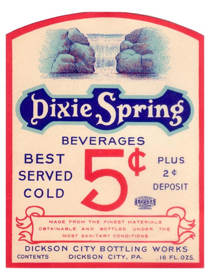 Dixie Spring Vintage Soda Label