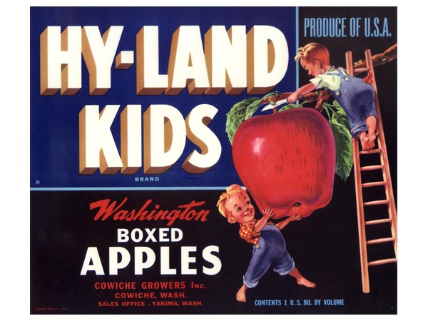 Hy-Land Kids Washington Apple Crate Label (Blue)