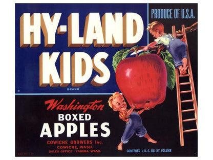 Hy-Land Kids Washington Apple Crate Label (Blue)