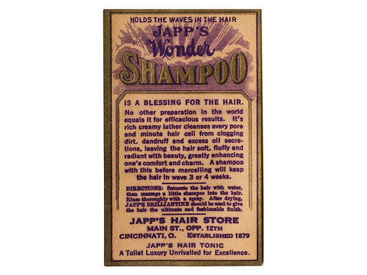 Japp’s Wonder Shampoo Label