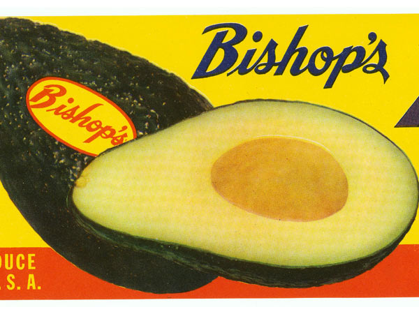 Bishop’s Purple Heart Avocado Crate Label