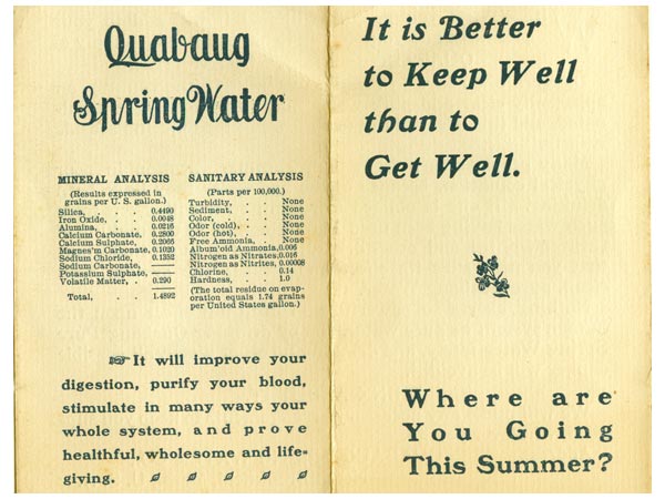 Quabaug Pure Spring Water Label