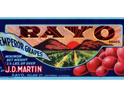 RAYO Emperor Grape Crate Label