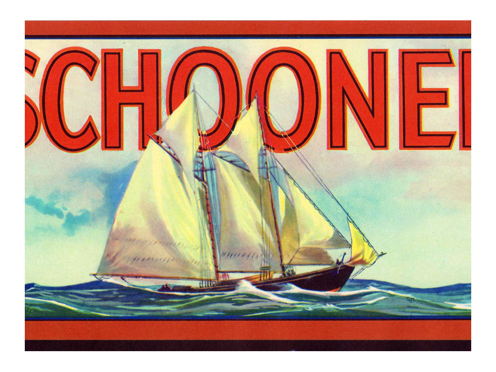 Vintage Schooner Brand Lemon Fruit Crate Label