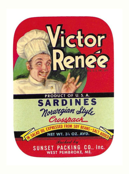 Victor Renee Maine Sardine Label