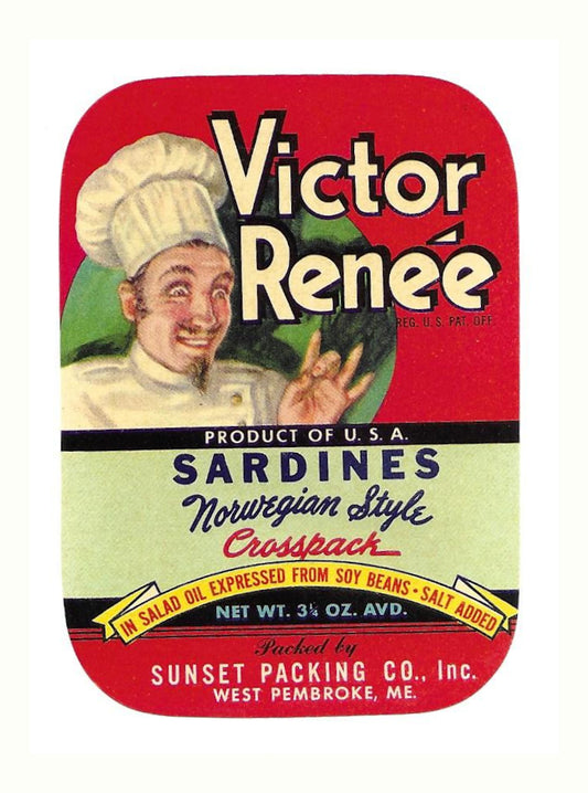 Victor Renee Maine Sardine Label