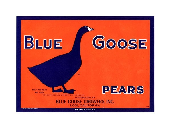 Blue Goose California Pear Crate label