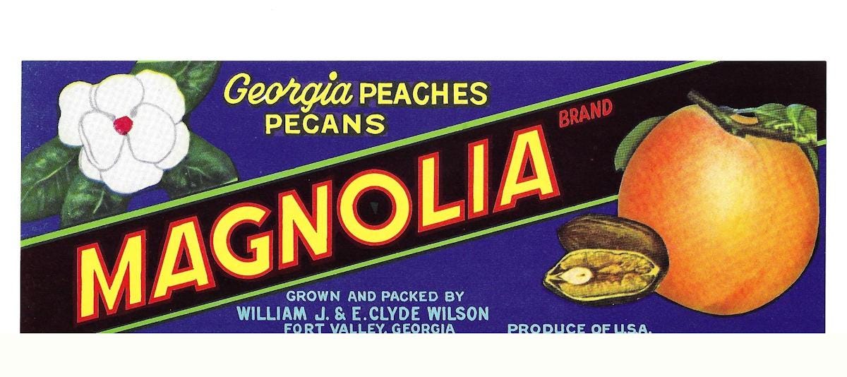 Magnolia Brand Georgia Peach & Pecan Crate Label