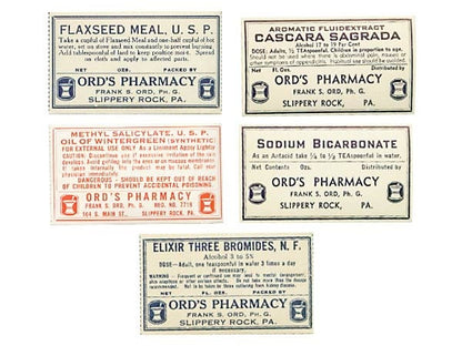 Ords Pharmacy label Collection - Pennsylvania