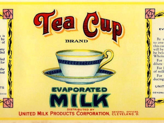Tea Cup Evaporated Milk Vintage Label